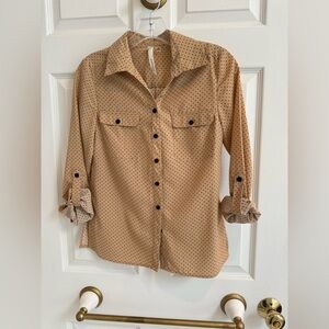 Tan Polka Dot Button-Up Shirt